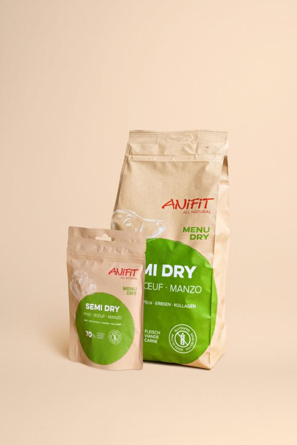 Alimento semi-umido completo con carne svizzera di manzo